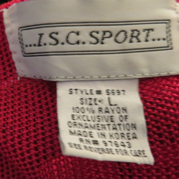 I.S.C. SPORT RED SEQUIN SLEEVELESS TOP SIZE L * - Picture 8 of 8